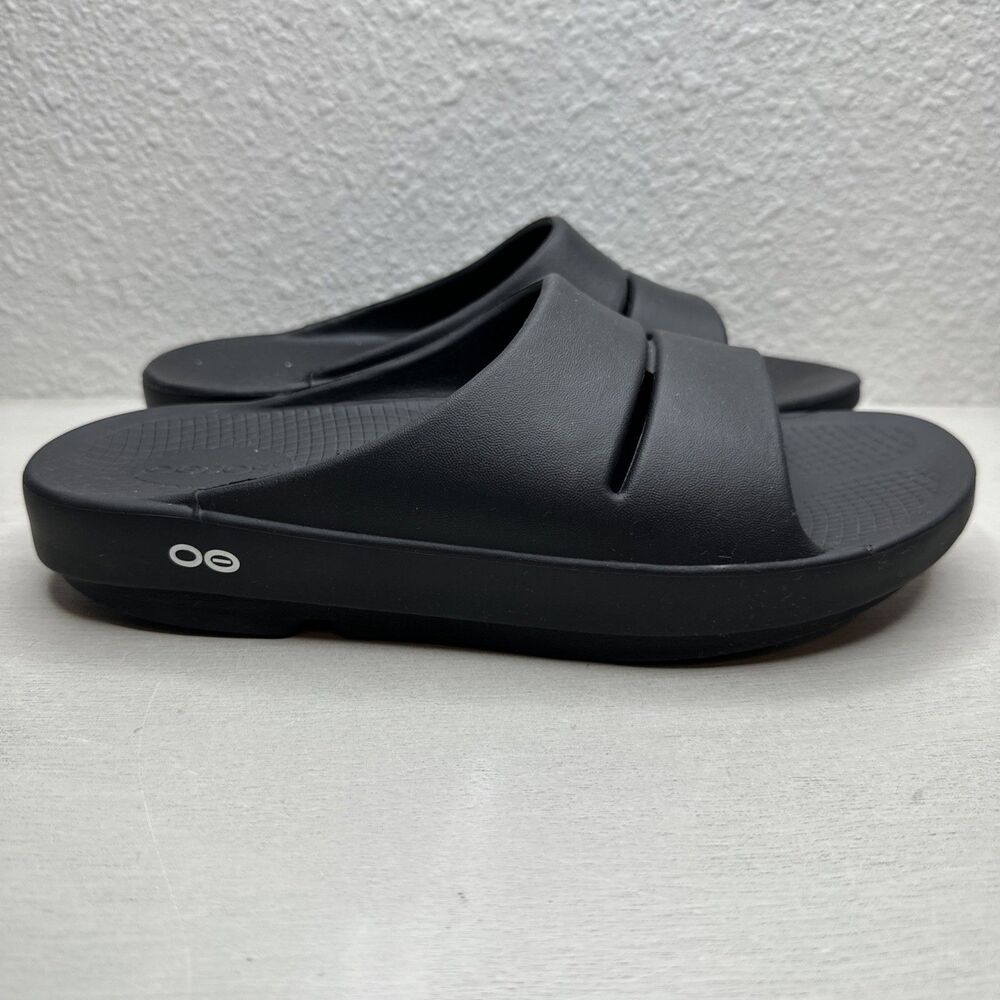 OOFOS OoFoam Black Slip On Comfort Walking Sandal Slides Size: M8 W10